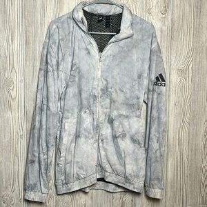 women's M adidas hooded jacket medium full zip windbreaker  acid wash